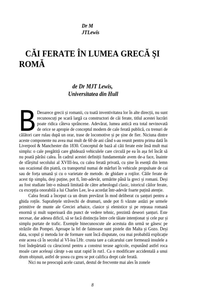 Căile Ferate În Lumile Grecești Și Romane | PDF