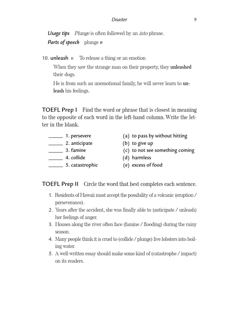 TOEFL Vocabulary and Usage Guide | PDF
