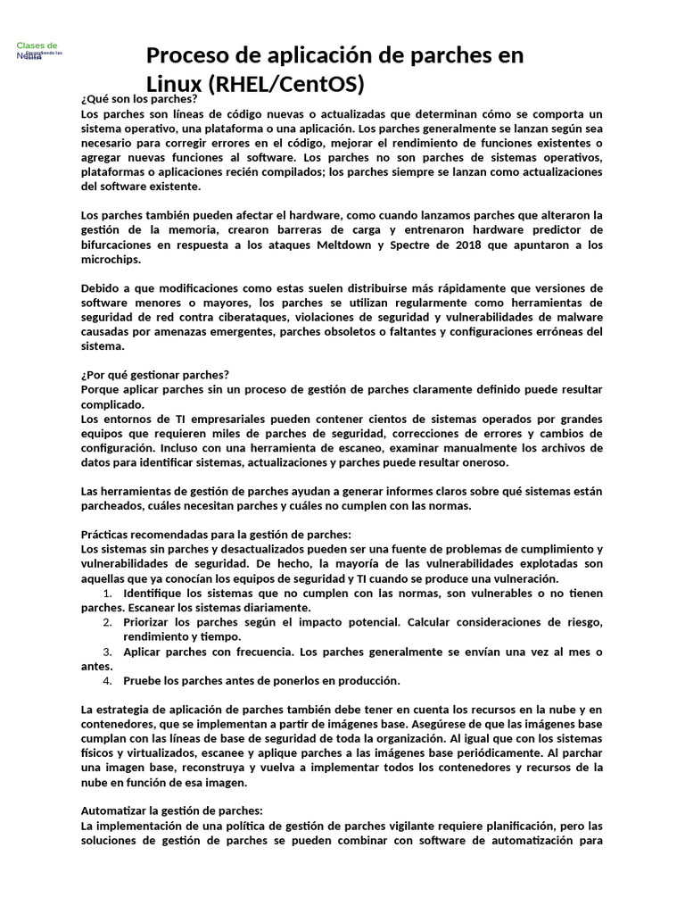 Proceso de Patching en Linux | PDF | Software | Ciencias de la Computación