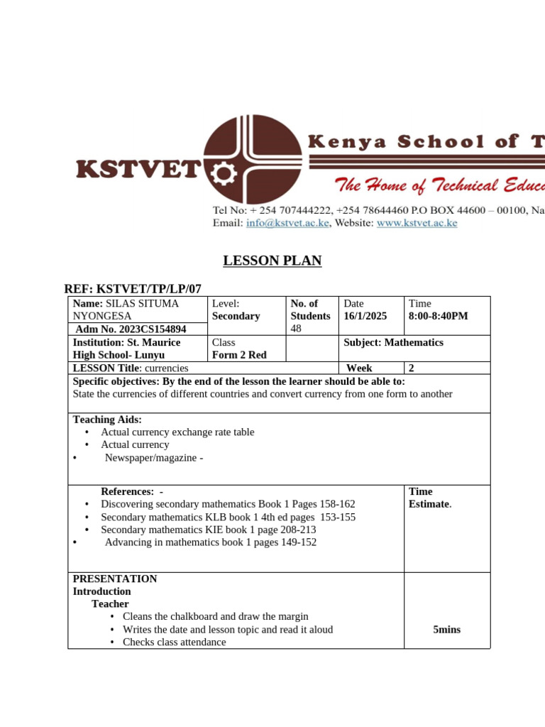 Secondary Math Lesson Plans Overview | PDF | Lesson Plan | Mathematics
