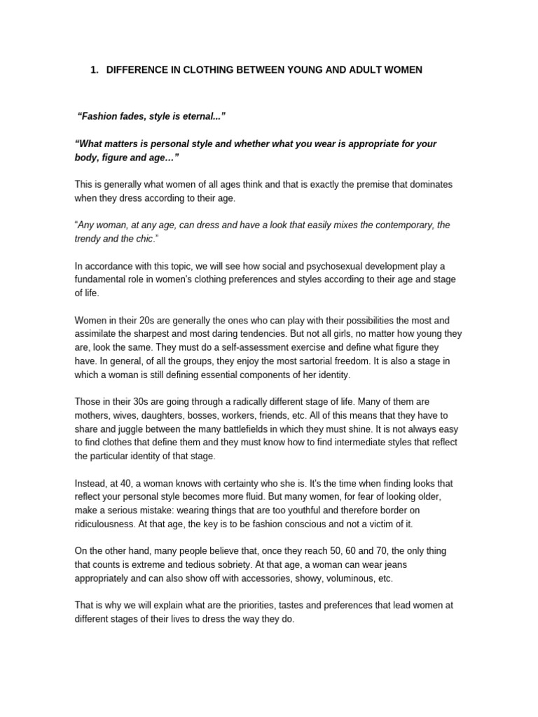 Difference in Dress Between Young Women and Adults | PDF | Adolescence ...