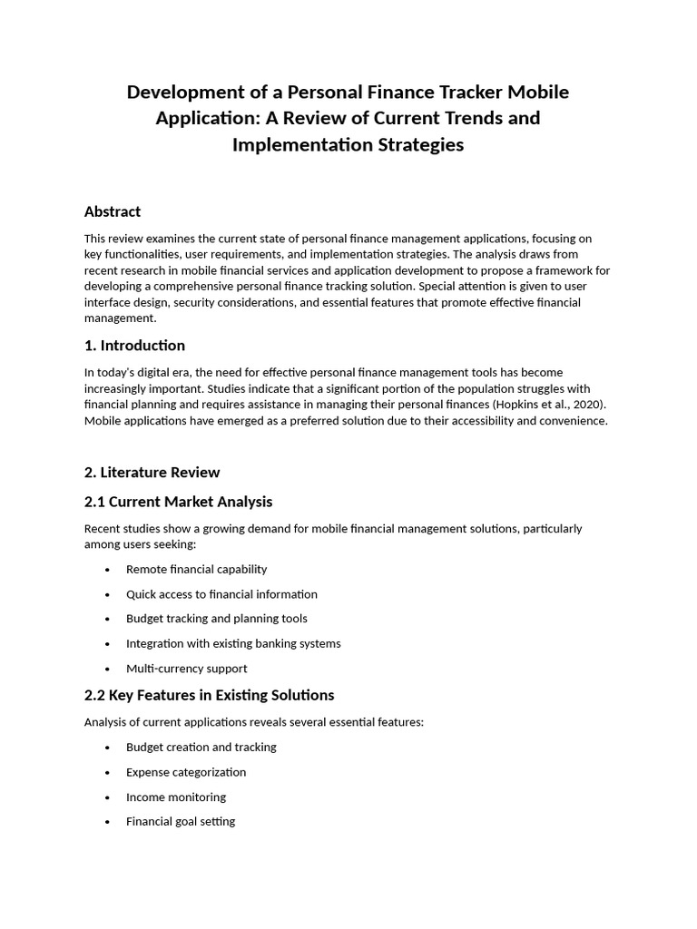 Development of A Personal Finance Tracker Mobile Application | PDF ...