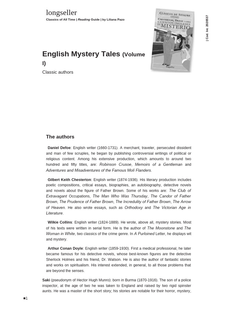 Classic English Mystery Tales Guide | PDF | Detective Fiction | Mystery ...