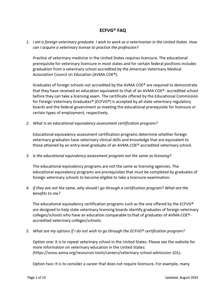 Ecfvg Faq | PDF | Surgery | Professional Certification
