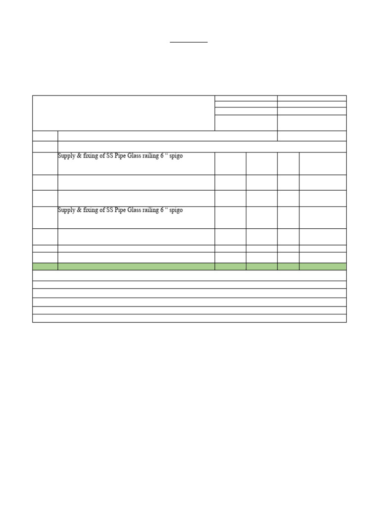 PVD Gold Finish Glass Railing Quotation | PDF