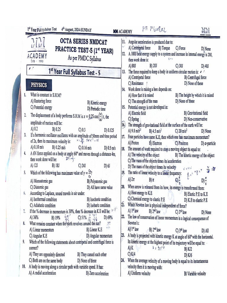 MM Academy Sunday Test 04-08-24 by ??.????????? | PDF
