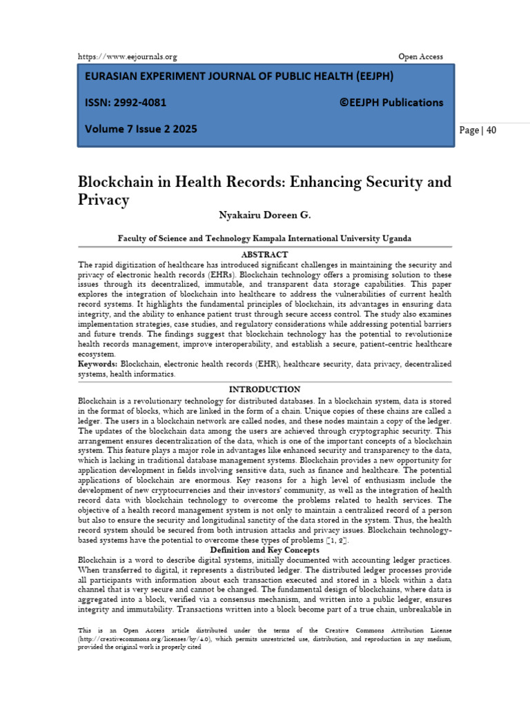 Blockchain for Secure Health Records | PDF | Electronic Health Record ...