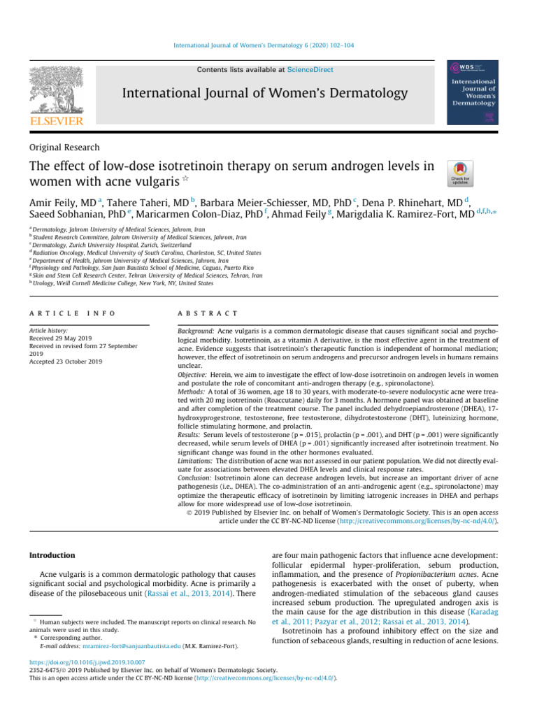 The effect of low-dose isotretinoin therapy on serum androgen levels in ...