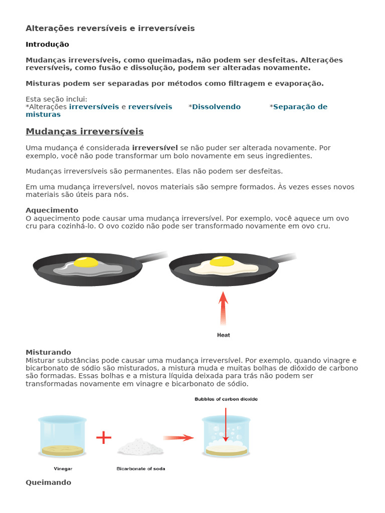 Mudanças reversíveis e irreversíveis | PDF | Ebulição | Mistura
