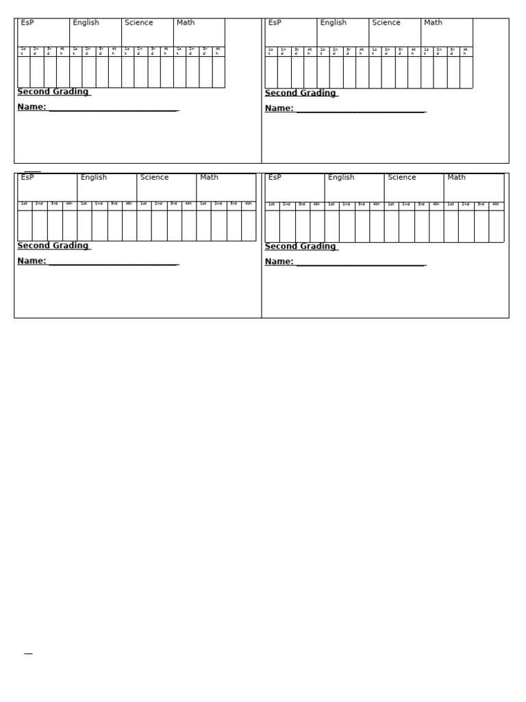 Second Grading Report Template | PDF