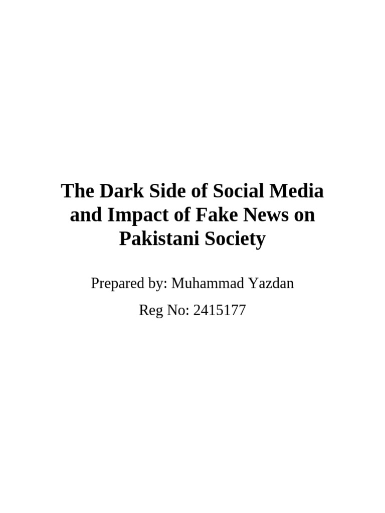 Impact of Fake News on Pakistan's Society | PDF | Social Media ...