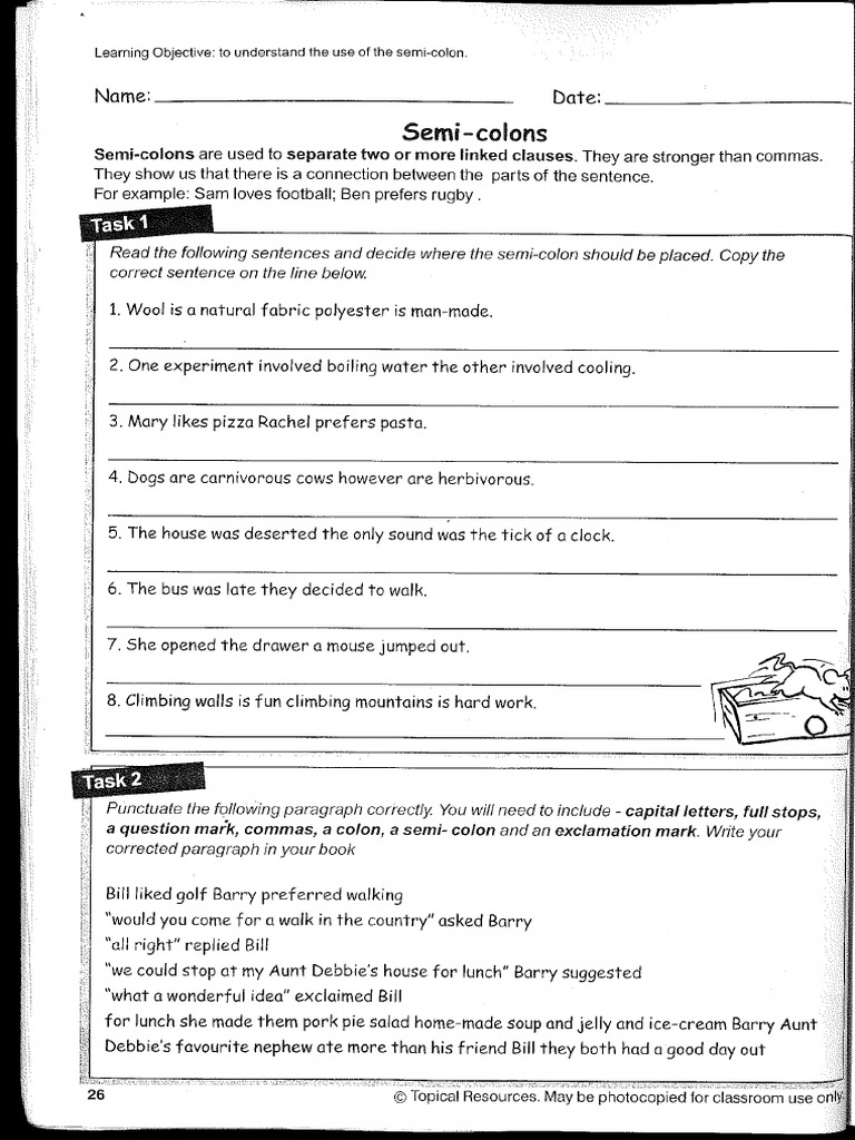 Semi Colons | PDF