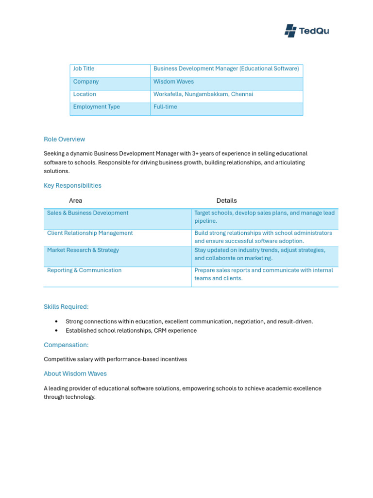 Role Overview: Area Details | PDF