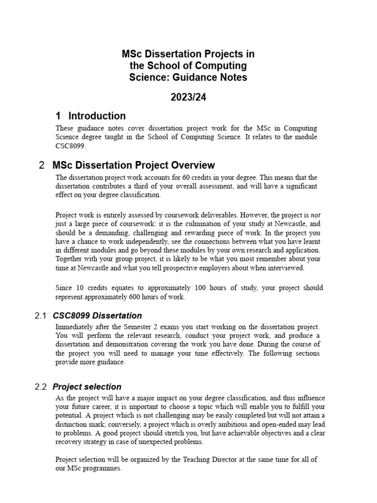 MSc Computing Science Dissertation Guide | PDF | Thesis | Plagiarism