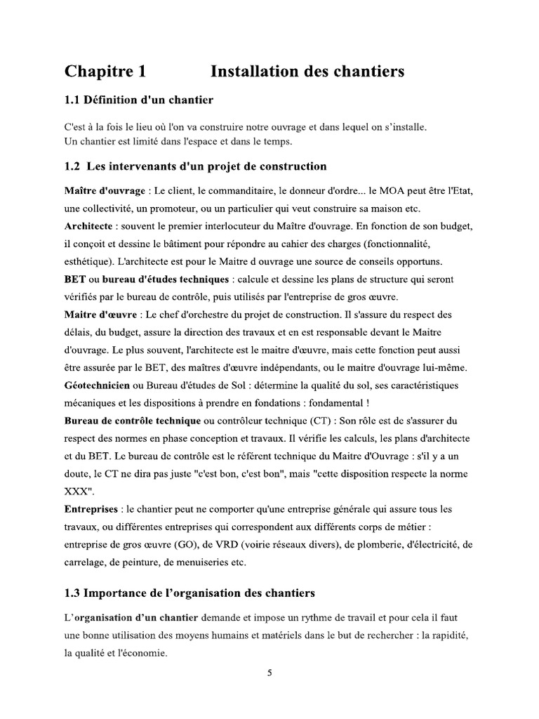 Cours Organisation Et Gestion de Chantier | PDF