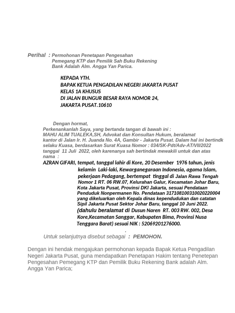 Pengesahan KTP dan Rekening Angga Yan Parica | PDF