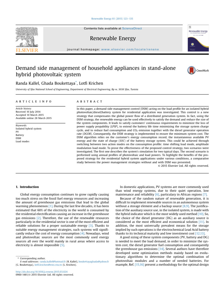 Demand Side Management in PV Systems | PDF | Photovoltaics | Renewable ...