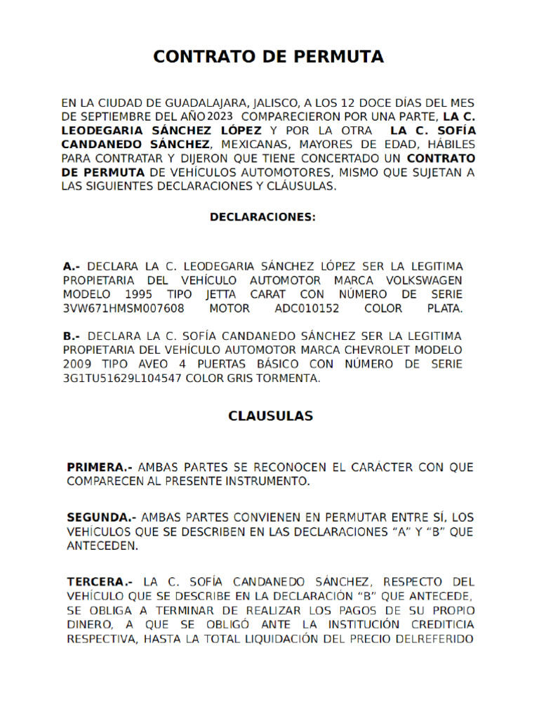 Contrato de Permuta | PDF