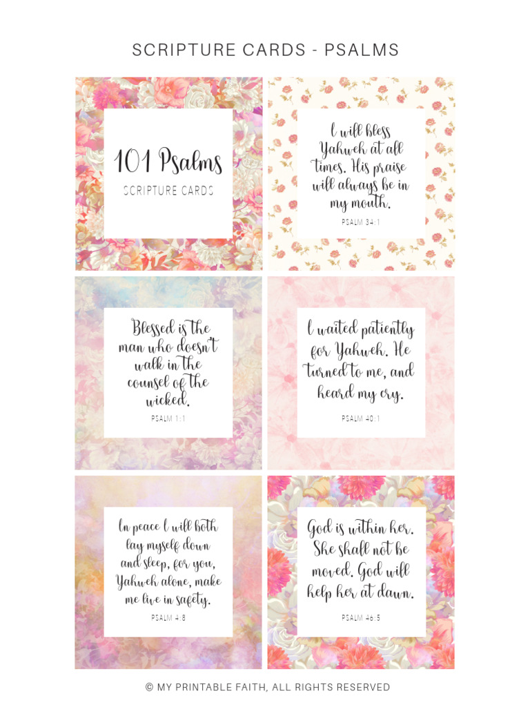Psalms Scripture Cards Collection | PDF | Glory (Religion) | Psalms