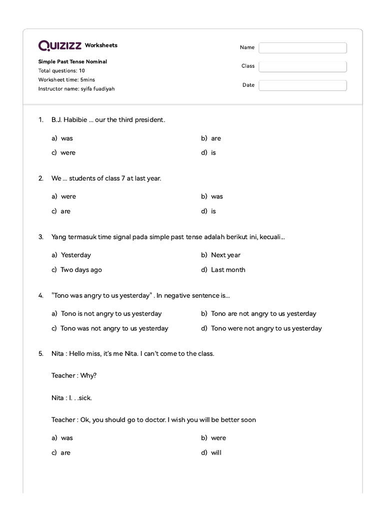 Simple past tense nominal pdf