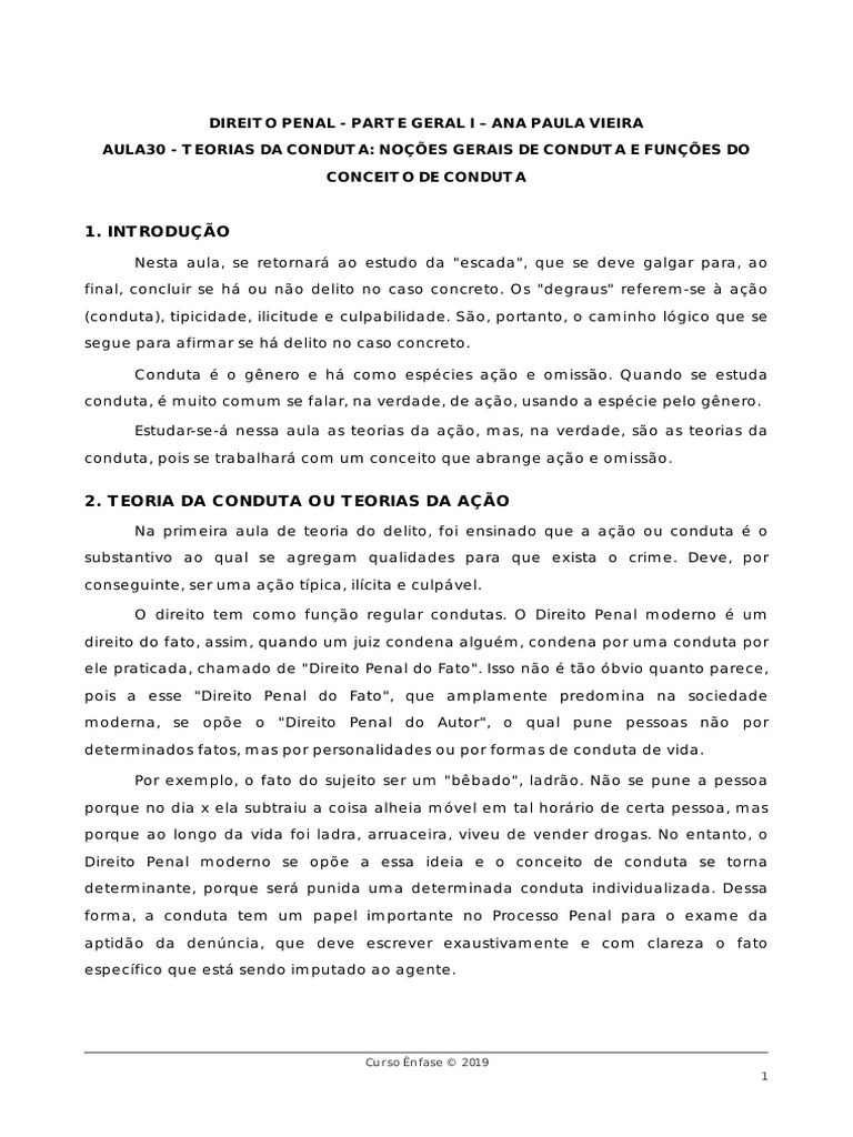 Teorias da Conduta no Direito Penal | PDF | Crimes | Crime e Violência