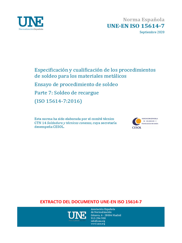 Norma UNE-EN ISO 15614-7: Soldeo Recargue | PDF | Materiales | Ciencia ...