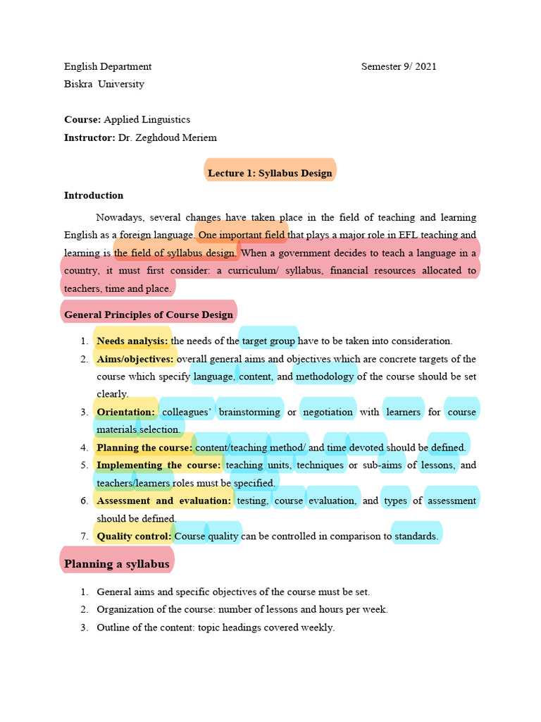 Applied Linguistics Syllabus Overview | PDF | Curriculum | Educational ...
