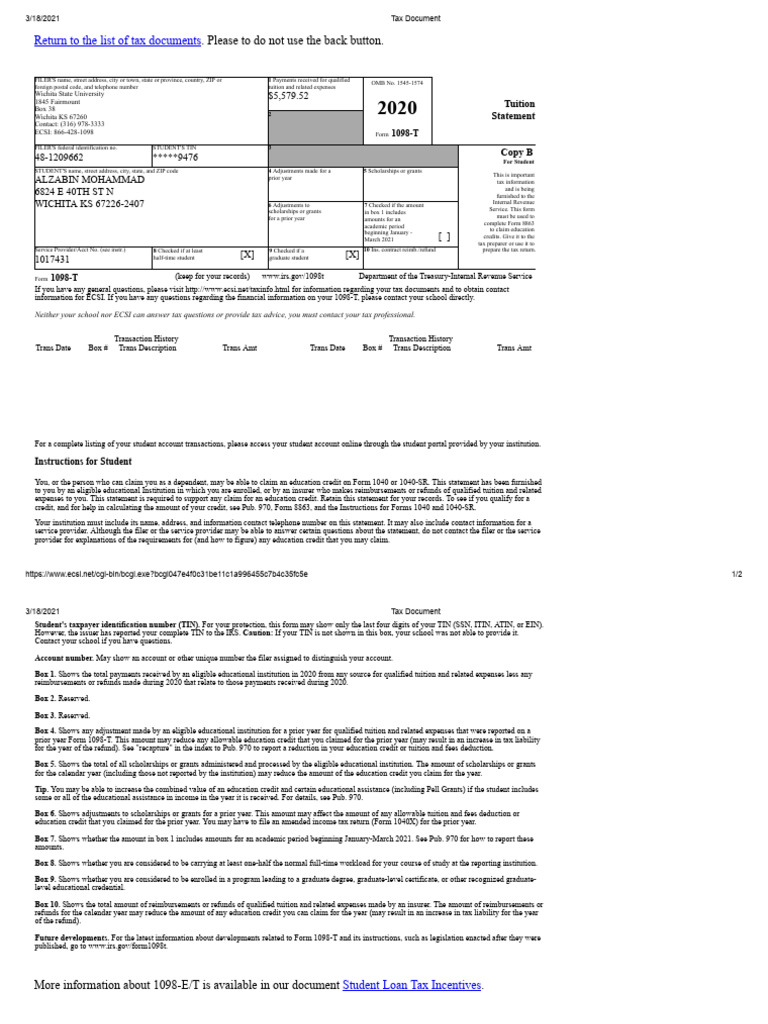 Federal Irs Tax Document