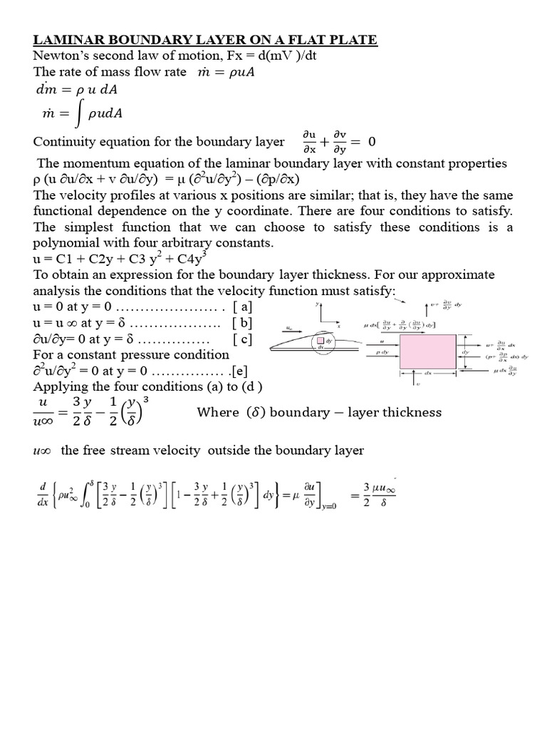 Laminar Boundary Layer on Flat Plate | PDF | Boundary Layer | Chemical ...
