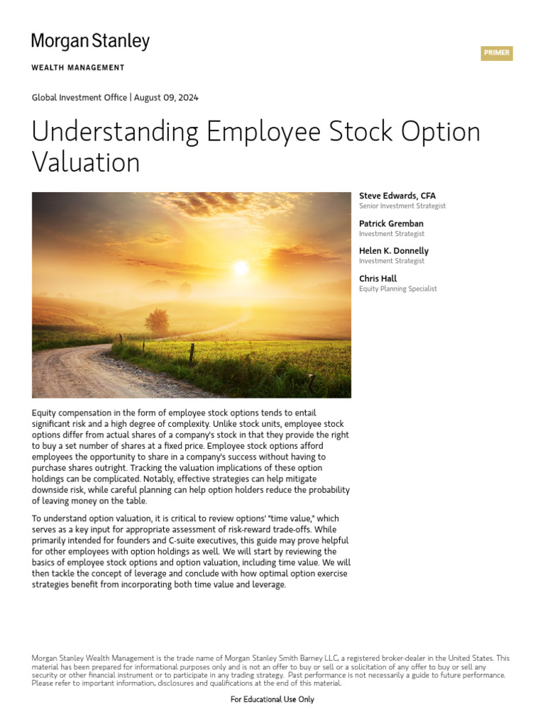 Morgan Stanley Research - Understanding Employee Stock Option | PDF ...