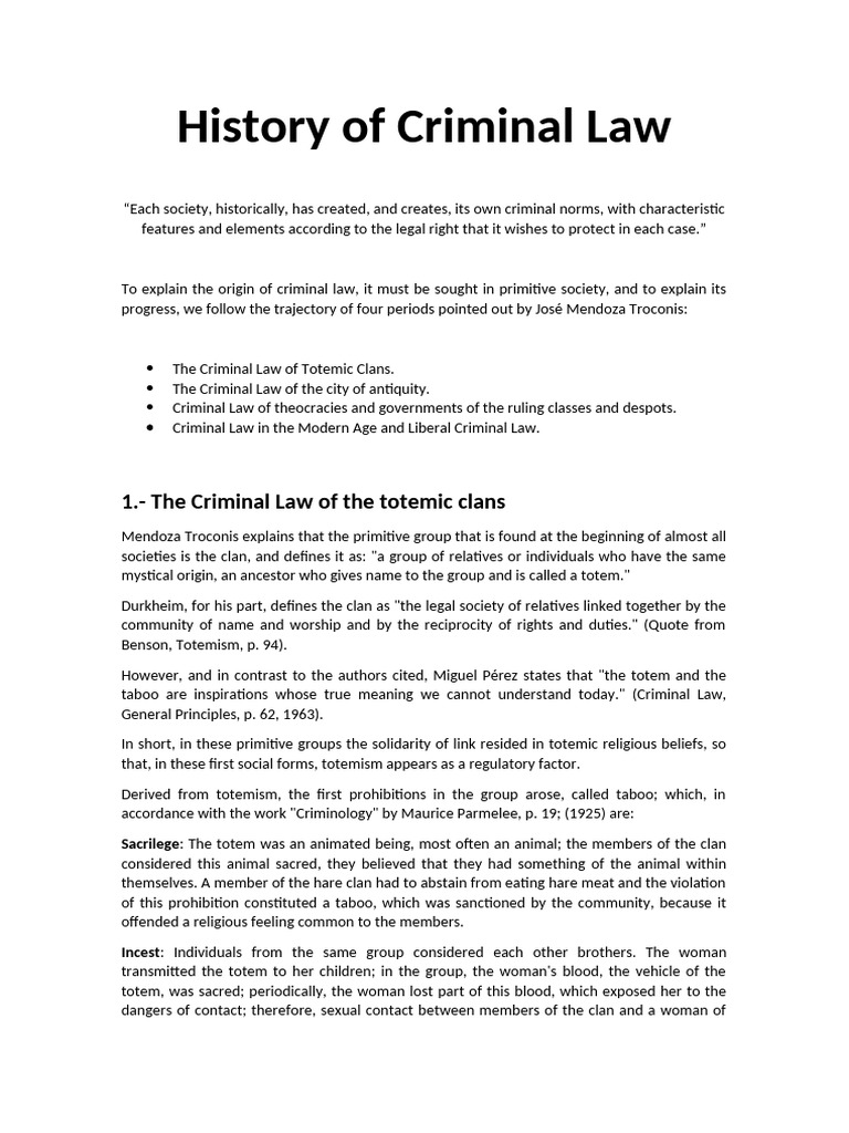 Evolution of Criminal Law Through History | PDF | Crimes | Crime & Violence