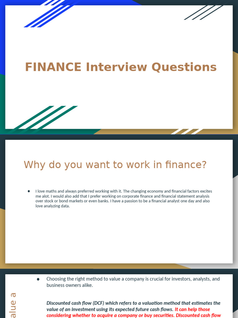 Essential Finance Interview Questions | PDF | Discounted Cash Flow ...
