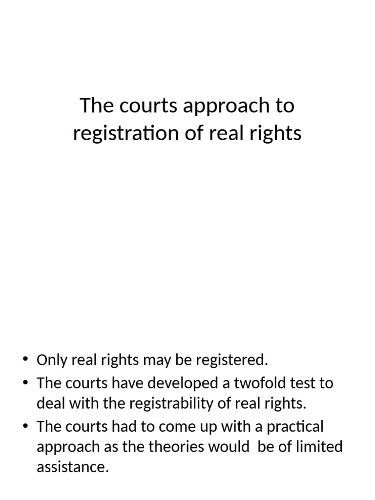 The Courts Approach To Registration of Real Rights | PDF | Deed | Civil ...