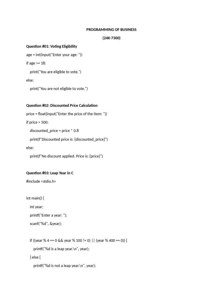 Programming of Business 4 | PDF | Area | Length