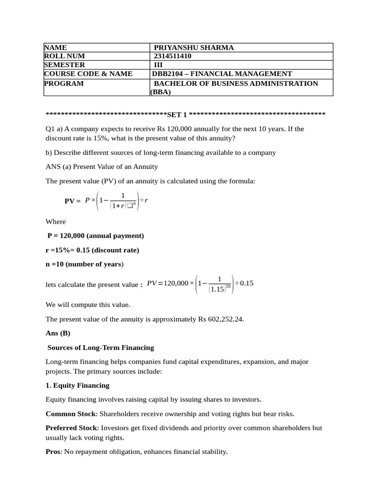 DBB2104 - Financial Management | PDF | Net Present Value | Working Capital