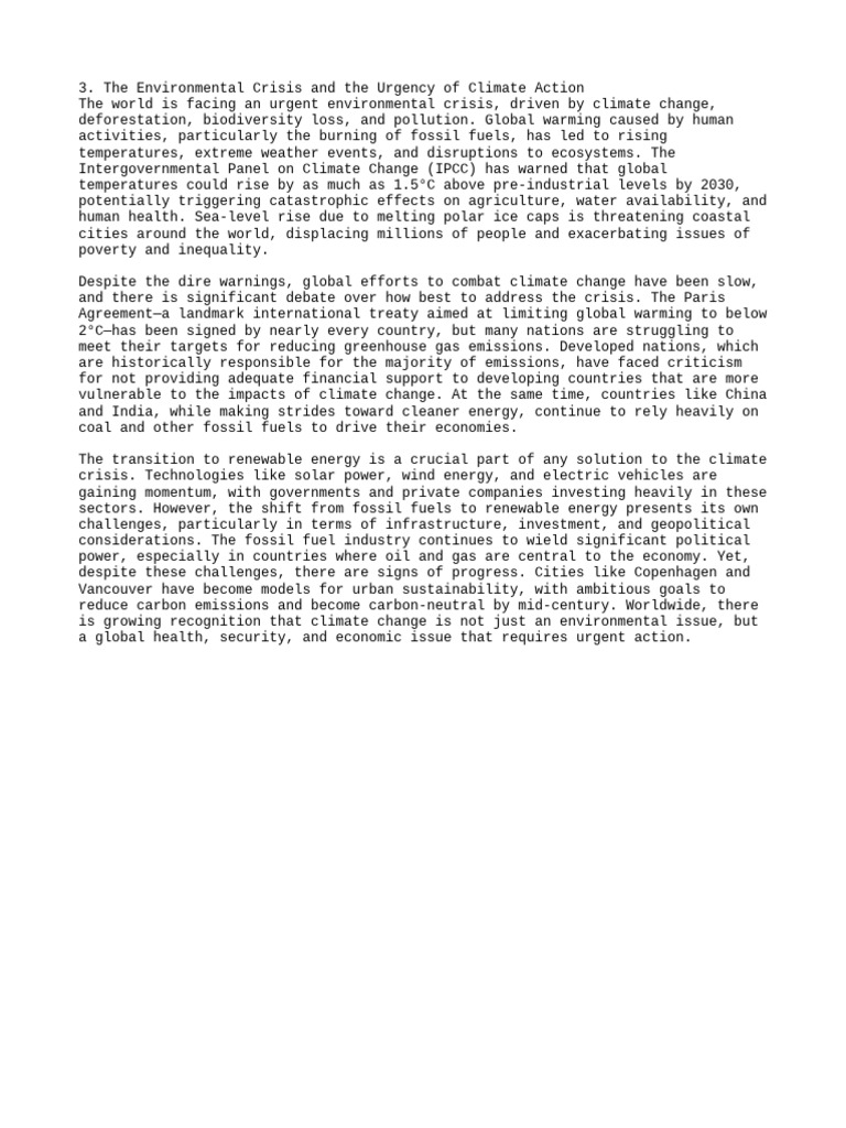 Urgent Climate Action for a Sustainable Future | PDF | Climate Change ...