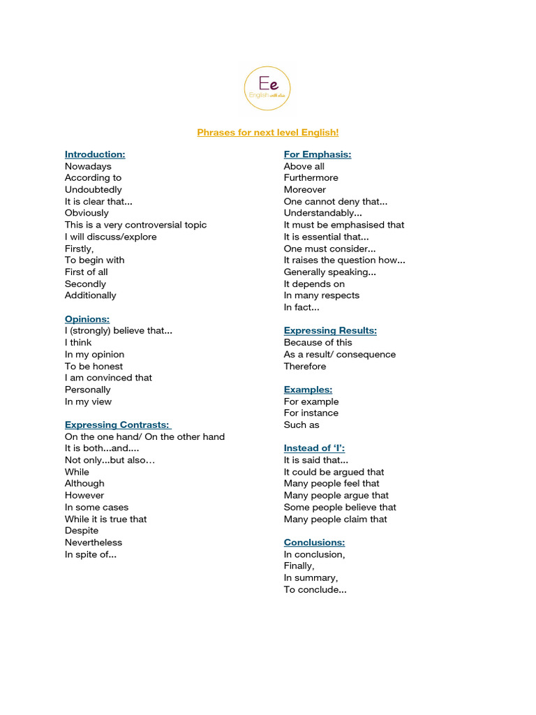 Advanced English Phrases Guide | PDF