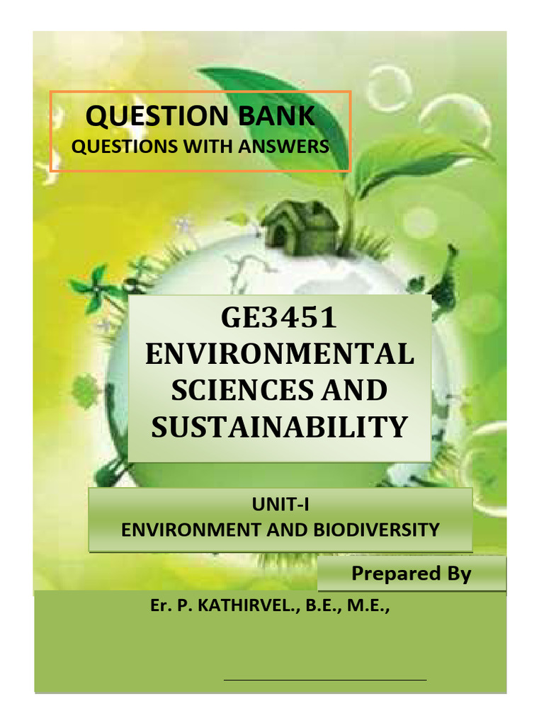 GE3451 Environmental Science Q&A Bank | PDF | Habitat Destruction ...