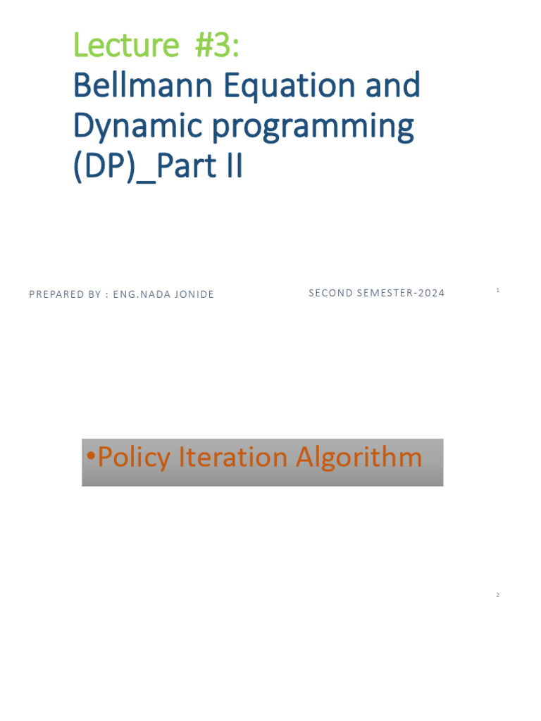 Lecture#3_Bellmann_Equation_and_Dynamic_programming_DP_2024_Part | PDF ...
