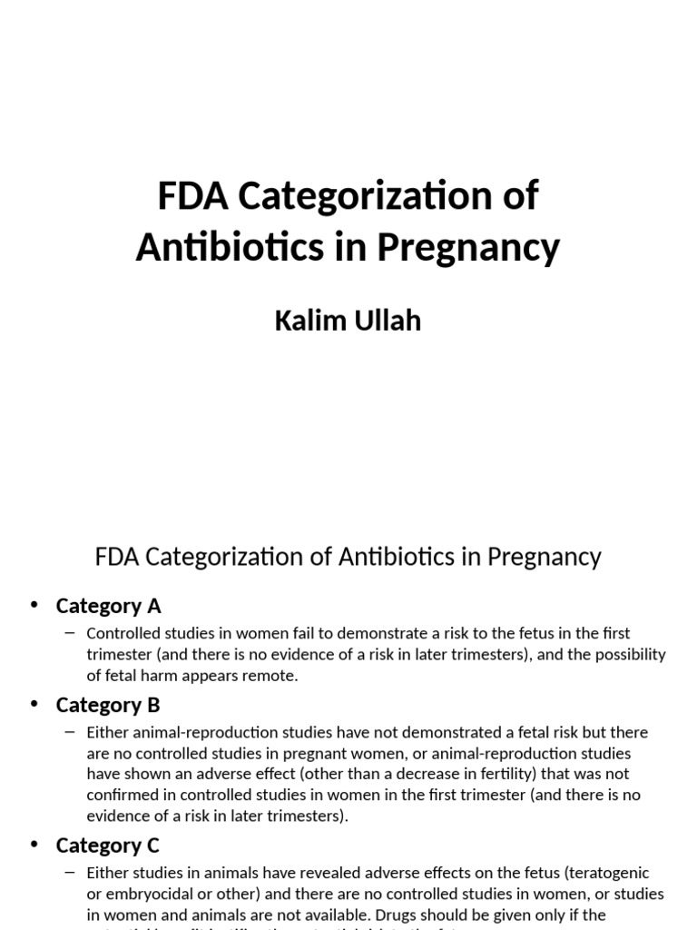 FDA Antibiotic Categories in Pregnancy | PDF | Pregnancy | Fetus