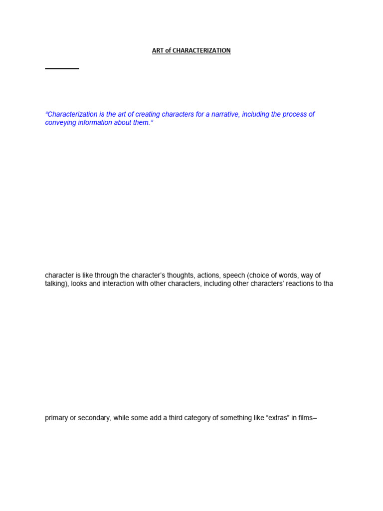 Understanding Characterization in Literature | PDF