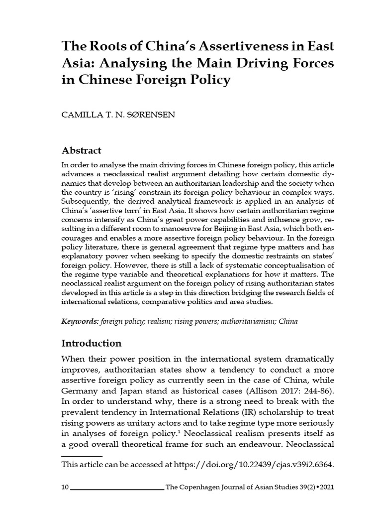 The Roots of Chinas Assertiveness in East Asia | PDF | Polarity ...