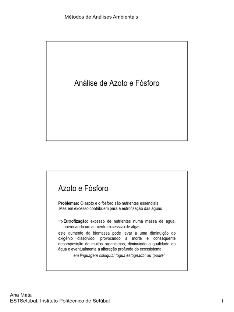 Análise de Azoto e Fósforo em Águas | PDF | Nitrogênio | Titulação