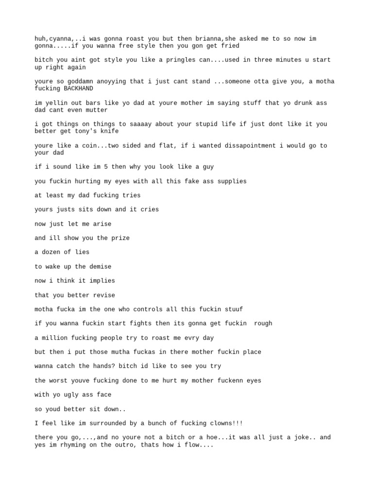 Diss Track Freestyle Roast | PDF
