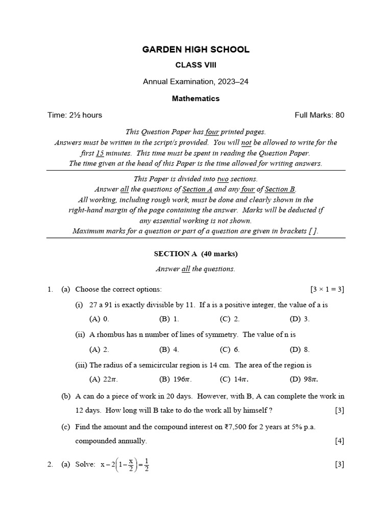 8 Mathematics Ae 23 24 Pdf Area Elementary Mathematics