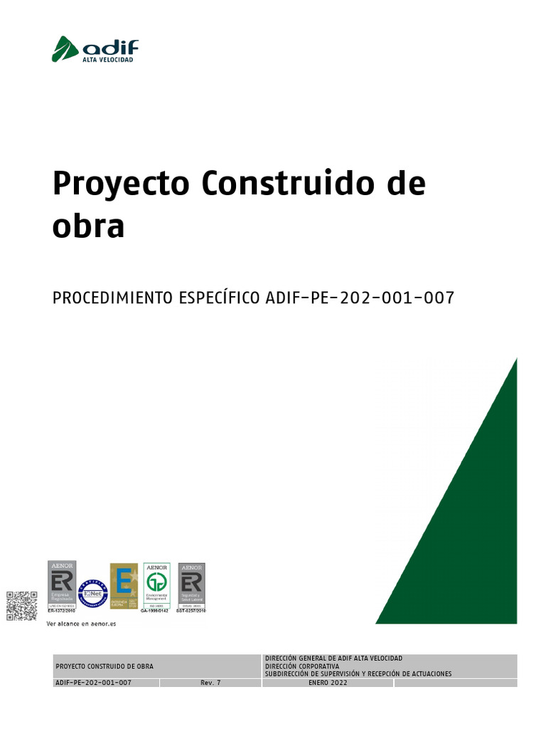 Procedimiento Proyecto Construido ADIF | PDF | Información