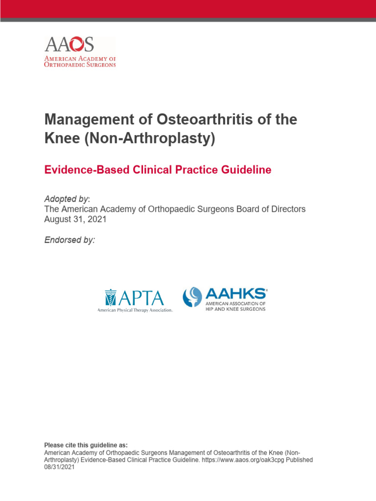 Management of Osteoarthritis | PDF | Osteoarthritis | Evidence Based ...