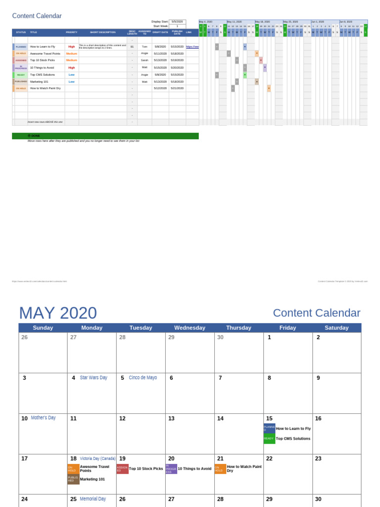 content-calendar | PDF | Worksheet | Holidays