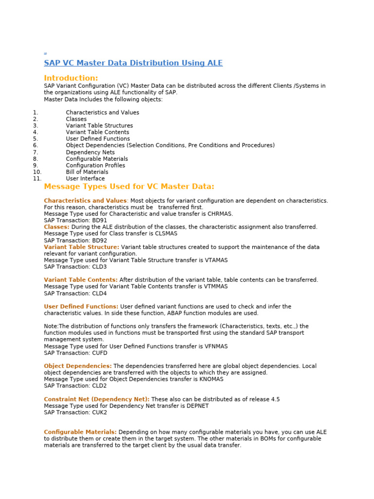 SAP VC Master Data Distribution Using ALE | PDF | Computer Programming ...