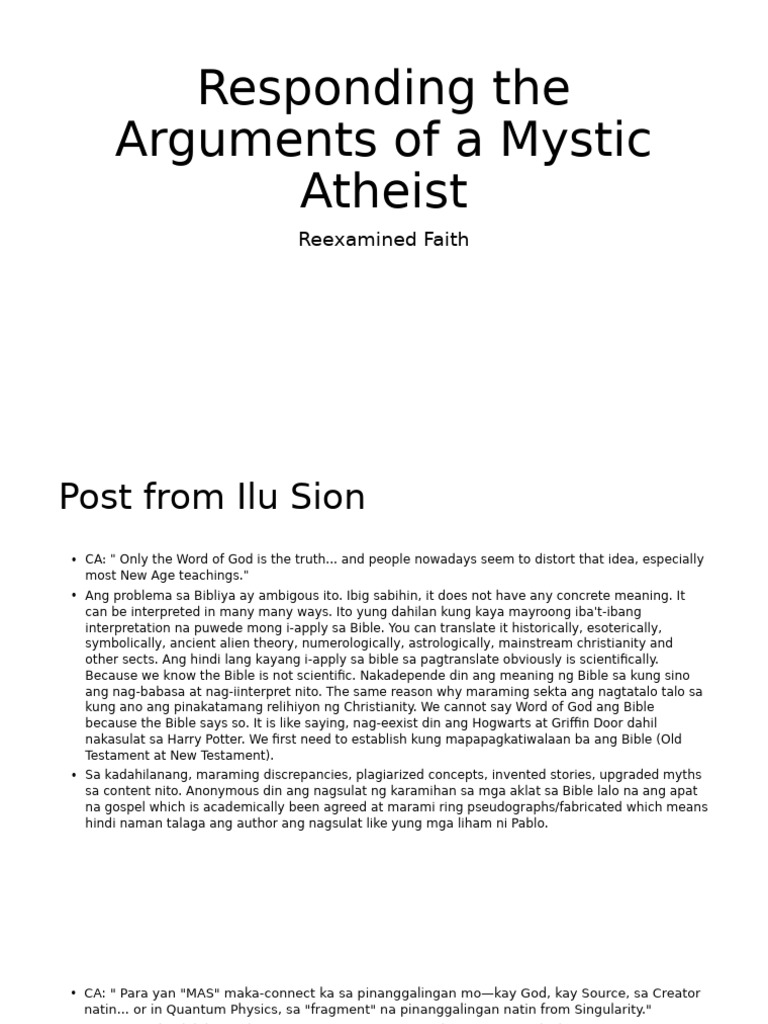 Responding The Arguments of A Mystic Atheist | PDF | Yahweh | Jesus